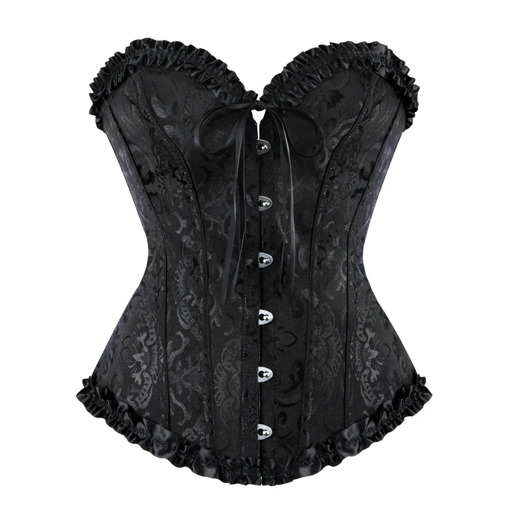 Women Vintage Overbust Corset Tops Gothic Victorian Lace-up Boned Bustier Shapewear Slimming Waist Shaping Korset