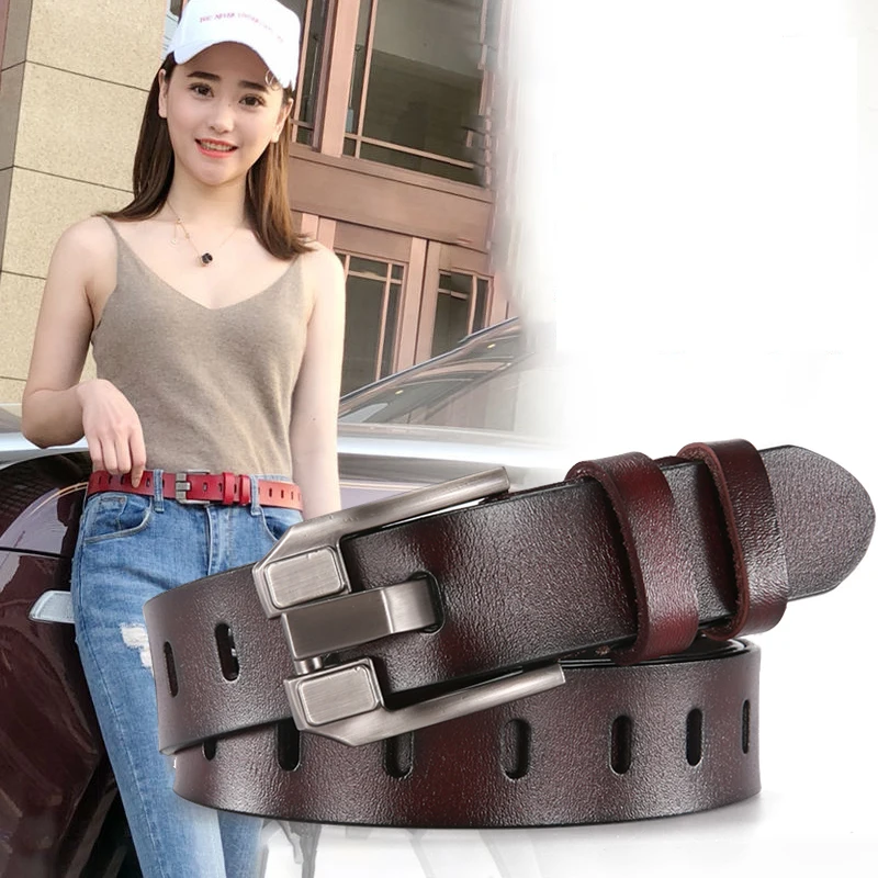 DINISITON Women\'s Belt Genuine Leather Belts Ladies Luxury Brand Retro Strap Fashion High Quality Cowgirl Female Belt For Jeans