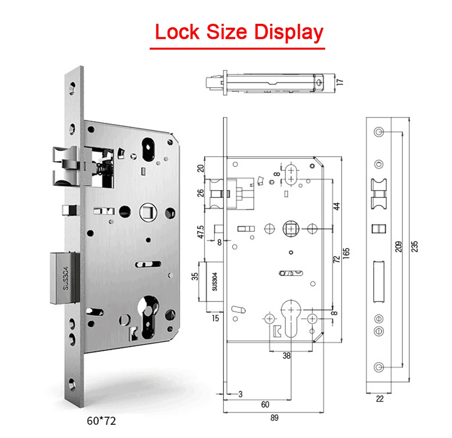 Biometric Fingerprint Lock Smart Keyless Electronic Door lock unlock by Fingerprint and key