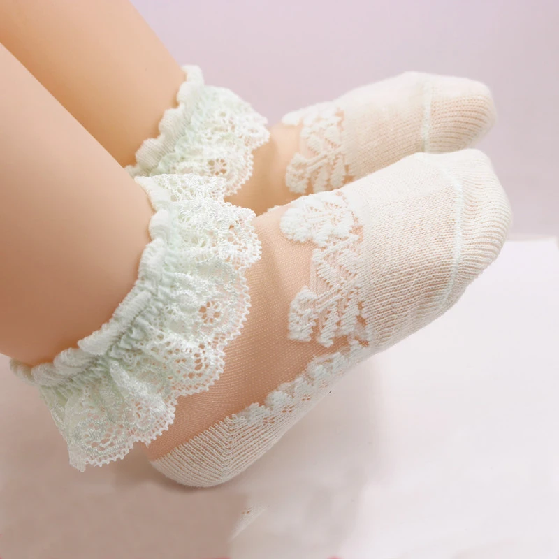 Summer Thin Baby Socks Spring Girls\' Lace Socks Children Crystal Hollow Out Sock Loose Breathable Princess Female Infant Socks