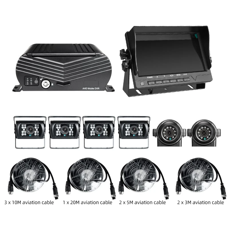 9inch VGA Car Monitor+6pcs 2.0mp camera+8ch hard disk  car mobile dvr recorder in hotselling