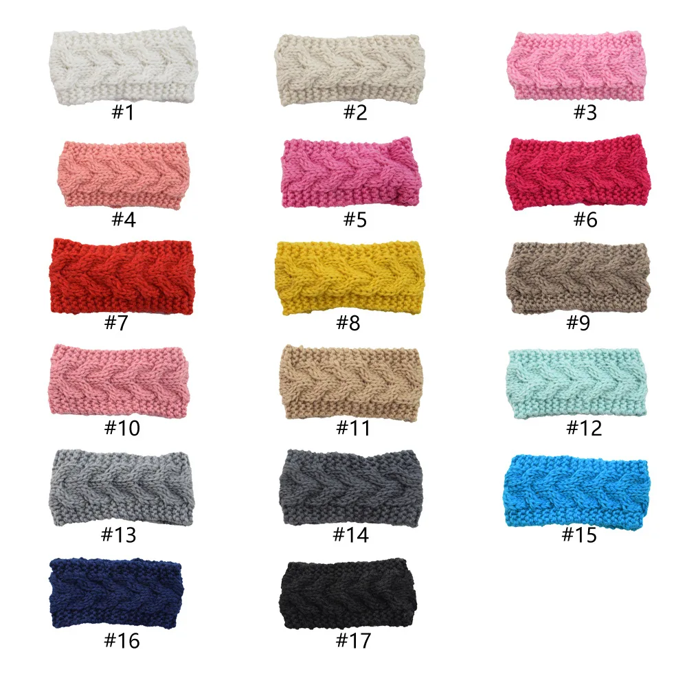 Baby Headband Winter Kids Ear Warmer Hairbands Crochet Knitted Bandage Girls Turban Headwrap Infant Toddler Hair Accessories