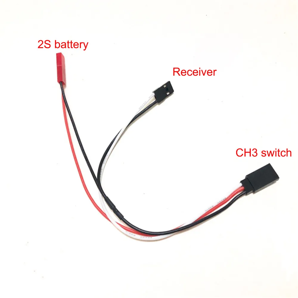 

CH3 Switch, 2S Cable ​High Current Remote Control Switch Board Light Module 2S Cable Connector for RC Car Parts Accessories