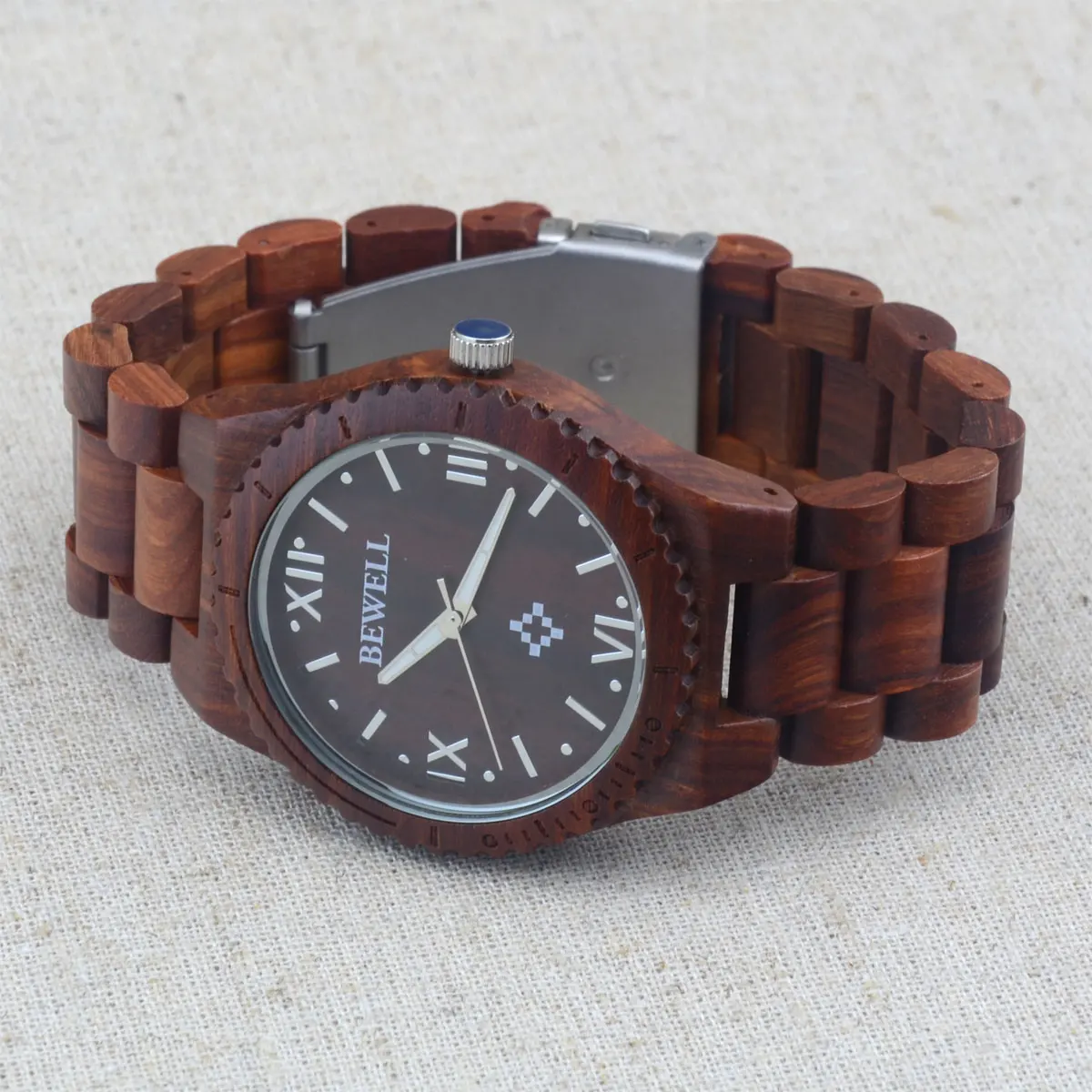 New Natural BEWELL Sandalwood Roman Numerals Men Women Wooden Watch Collection