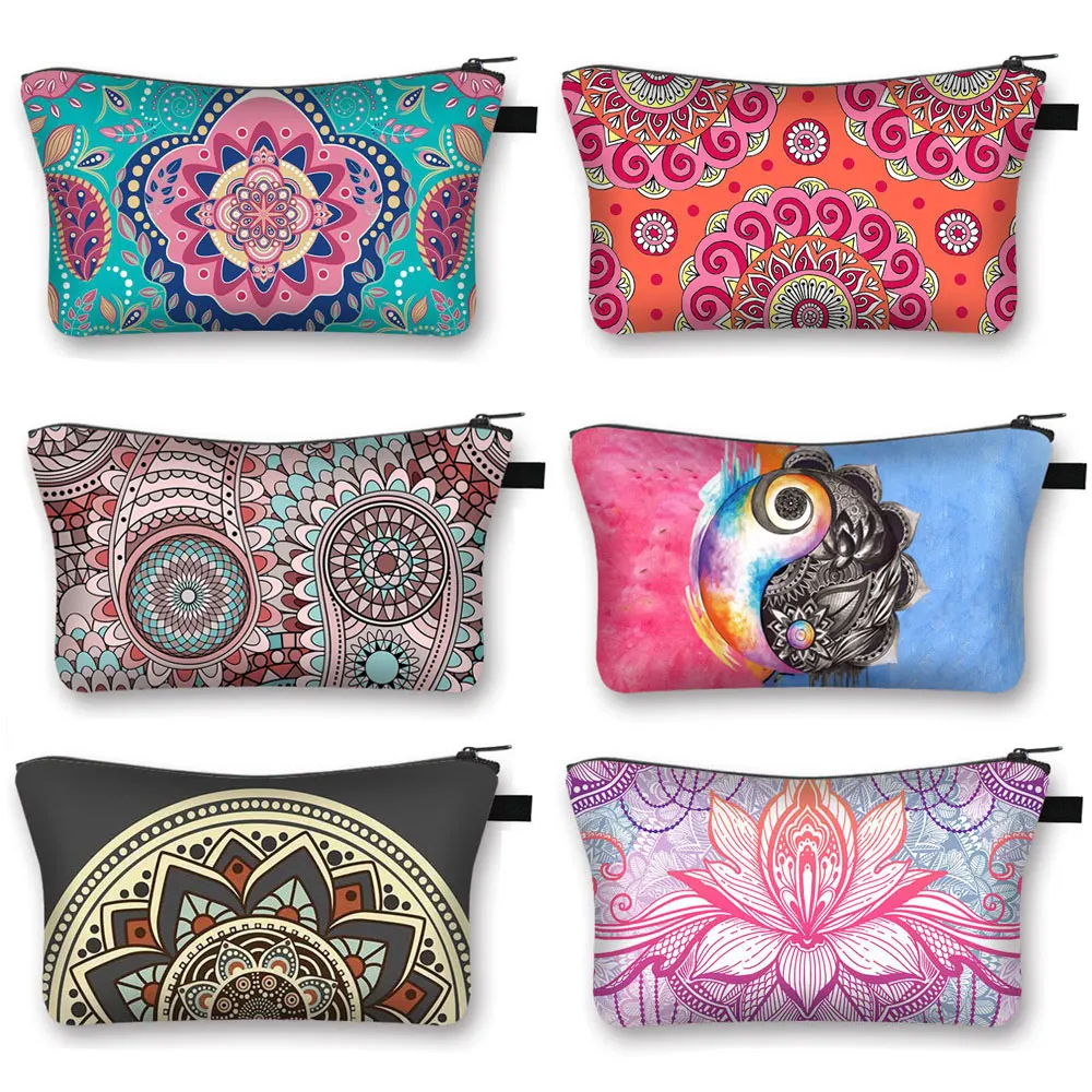 

Mandala Flower Print Cosmetic Bags Women Makeup Bag Ladies Multicolor Pattern Cute Cosmetic Case Pouchs for Travel