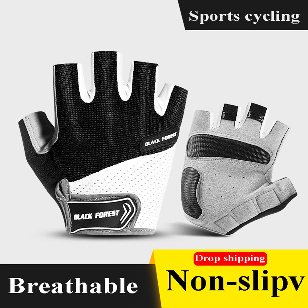 Moto/cycling breathable lycra fabric unisex cycling gloves road bike riding mtb dh racing gloves outdoor half finger glove