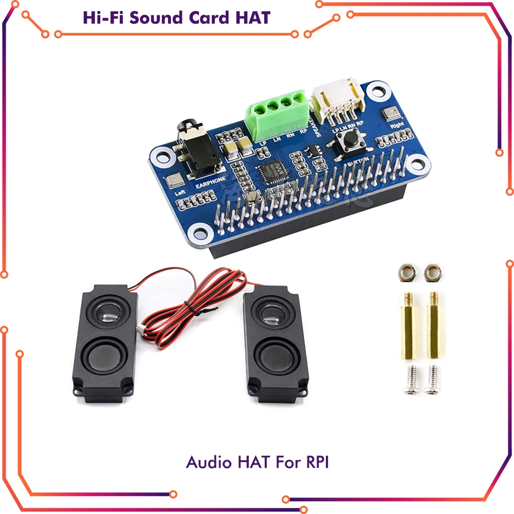 

Raspberry Pi 4 hi-fi Sound шляпа "карта" WM8960 поддерживает стереокодирование, декодирование привода, динамики для воспроизведения музыки бесплатно для RPI 4 3 2 B