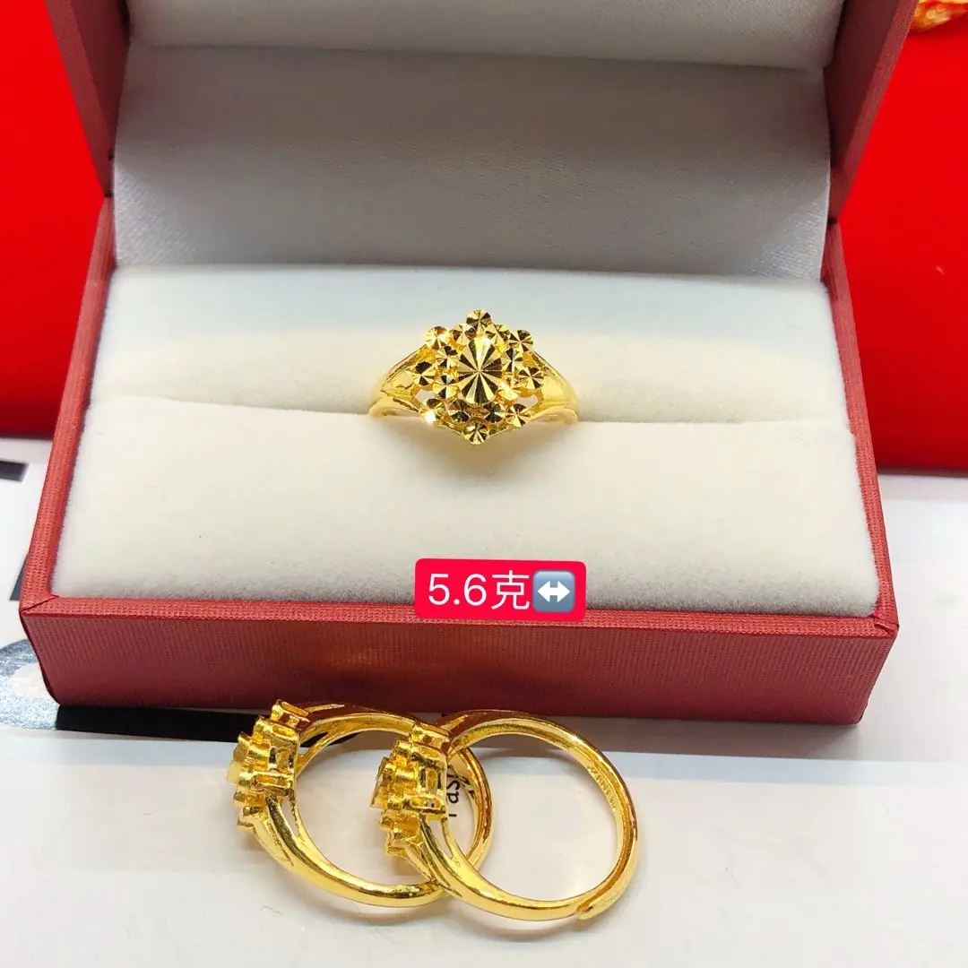 HX 24K Pure Gold Ring Real AU 999 Solid Gold Rings Elegant Shiny Heart Beautiful Upscale Trendy Jewelry Hot Sell New 2023