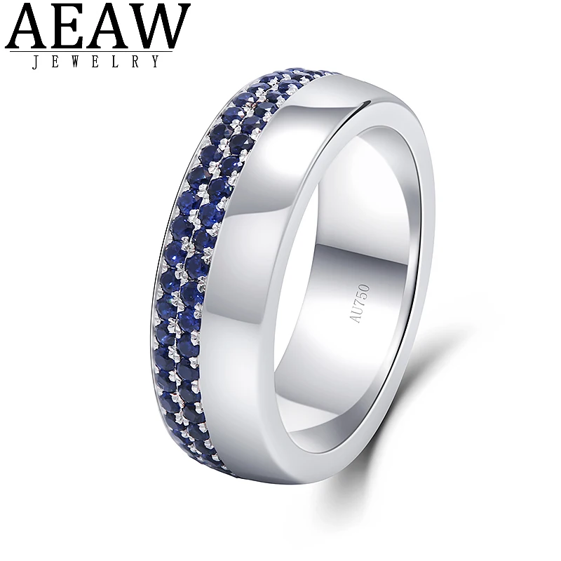 1.3ctw 1.5mm Round Cut  Lab Sapphire  Engagement Band Solid 14k White Gold Men Ring Gift Party Ring