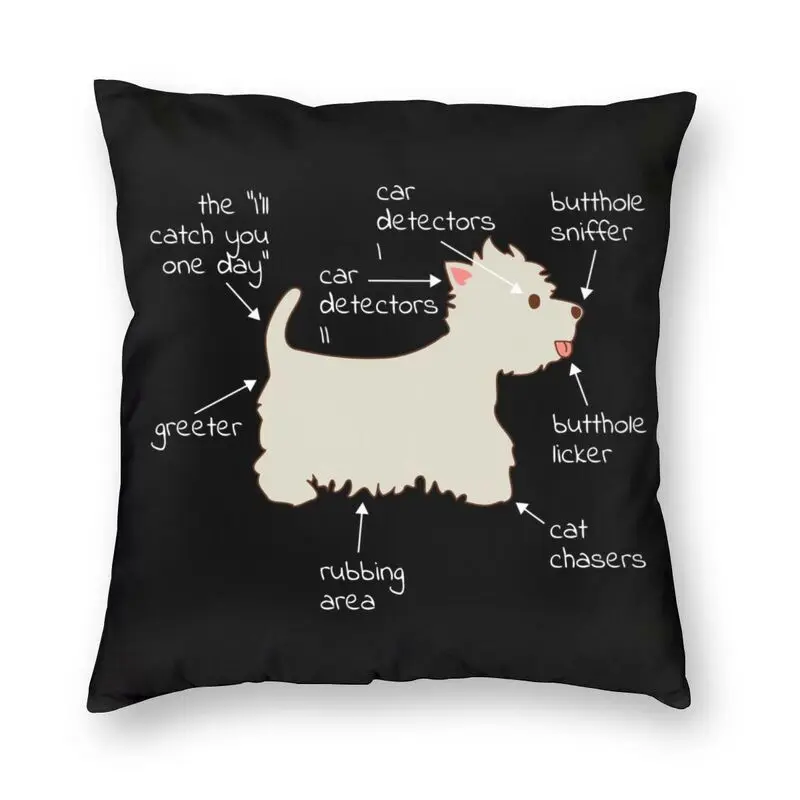 Vibrant Westie Dog Anatomy Square Pillow Cover Home Decorative 3D  Printing West Highland White Terrier Cushion Cover for Sofa