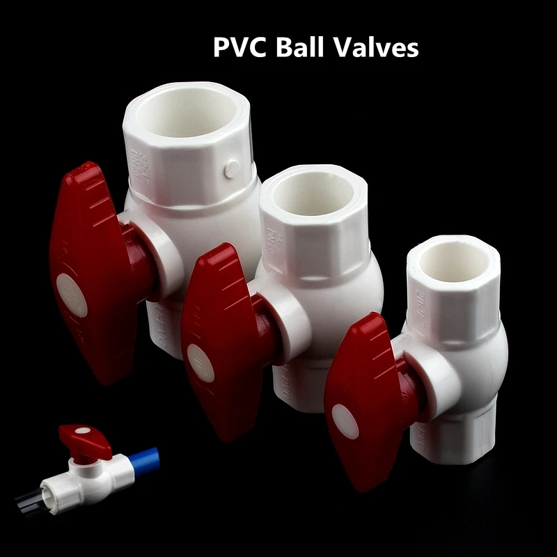 

1pc ID 20/25/32/40/50/63mm PVC Pipe Ball Valves Garden Irrigation Fish Tank Valves Accessories Tube Quick Valve Water Connector