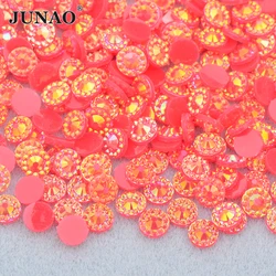 JUNAO 4 5 6mm Red AB Round Flower Rhinestone Buttons Flatback Nail Art Decoration Resin Crystal Stone for Scrapbook Crafts