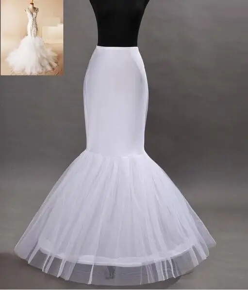 ขายส่งราคา1 Hoop Bone เอวยางยืด Petticoat สำหรับเจ้าสาว Mermaid ชุดแต่งงาน Crinoline Slip Underskirt Fast Fast