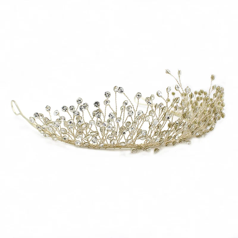 O865 Pesante lavoro da cerimonia nuziale della principessa tiara corone fata di cristallo mini strass da sposa tiara corona per il partito