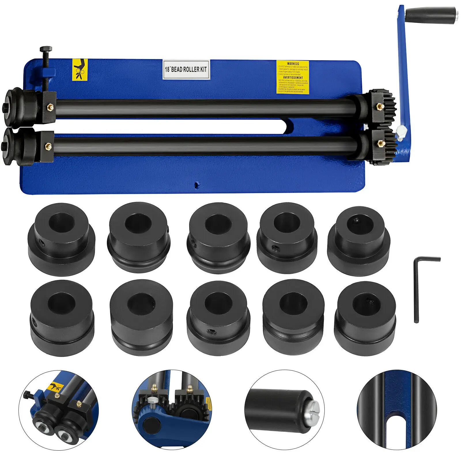 Image of VEVOR rullo di perline in lamiera da 18 pollici rullo di perline ex Swager Rotary Swaging Machine incluso conveniente 6 set di matrici flessibili cod004