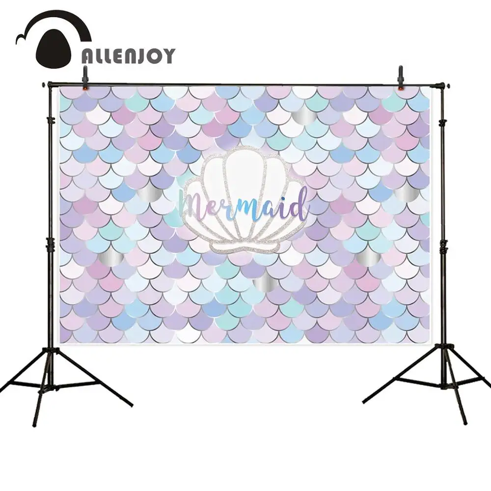 Allenjoy photography backdrop mermaid princess birthday party banner Color scale decoration children photo background photocall