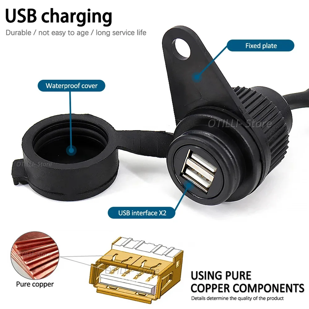Motorcycle 12V DV For Yamaha MT-07 MT-09 SP Tracer FZ-09 FZ-07 Tracer XSR 700 900 Double USB Charger Adapter Socket Converter