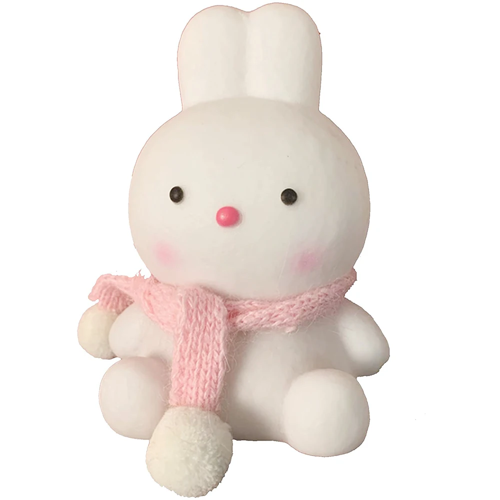 Cute Mini Rabbit Night Light Portable Battery Operated Bunny Lamp Plastic Warm Nightlight Decor Home Gift Kids Safety Room