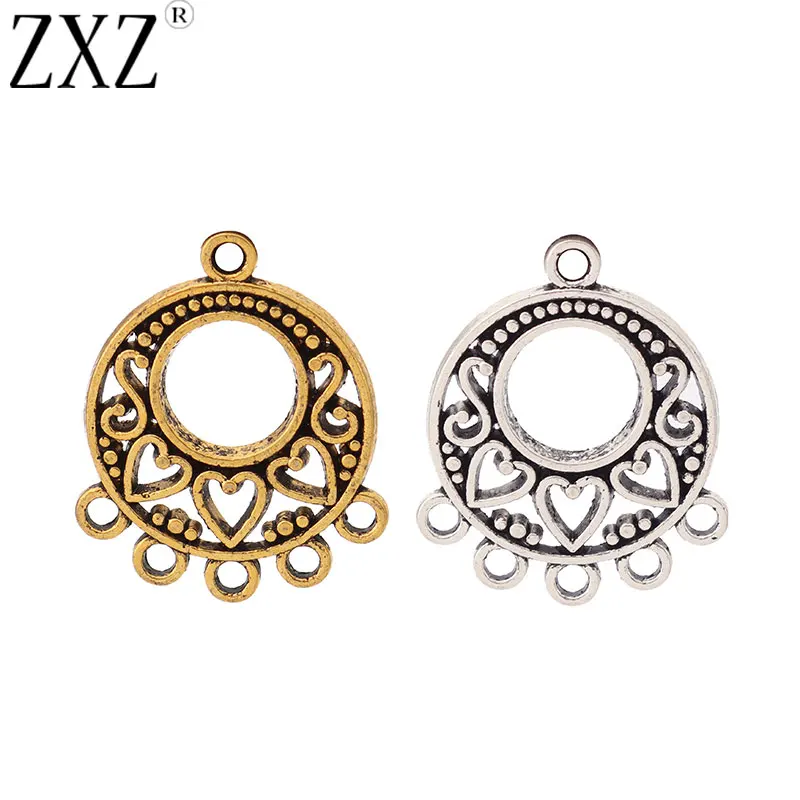 ZXZ 20pcs Tibetan Silver/Gold Tone Chandelier Earring Multi Strand Connector Charms Pendants Jewelry Findings 24x20mm