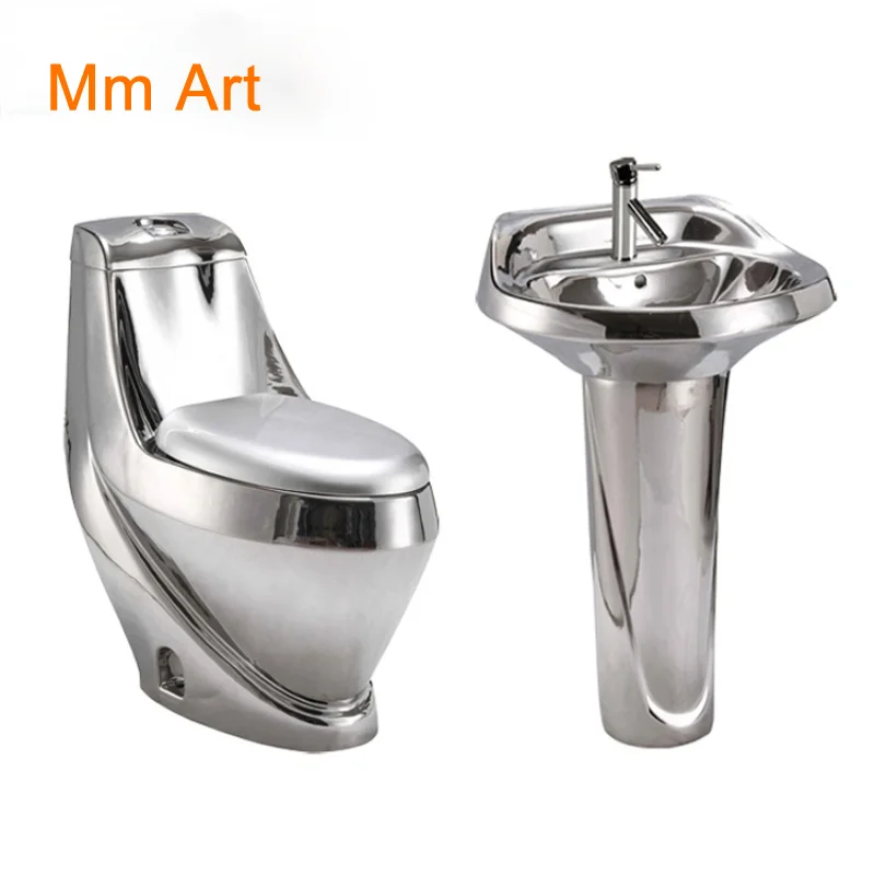 Artistic Golden Diamonds Style One Piece Closestool Siphon Jet Fluishing S-Trap Floor Mounted Luxious Villa Bathroom Seat Toilet