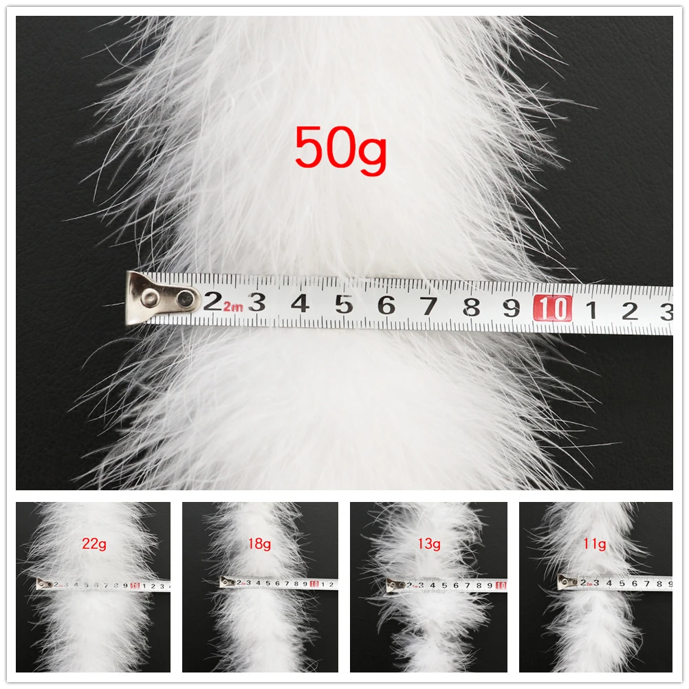 2 Meters Fluffy Marabou Feathers Boa Scarf White Feather On Ribbon Decoration Wedding Clothing Sewing Accessory 11-50 grams