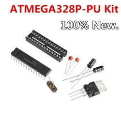 新しいオリジナルのATMEGA328P-PU dip28 ATMEGA328-PU atmega328p u with-ar duino bootloader dip socket & HC-49S16MHzクリスタルキット