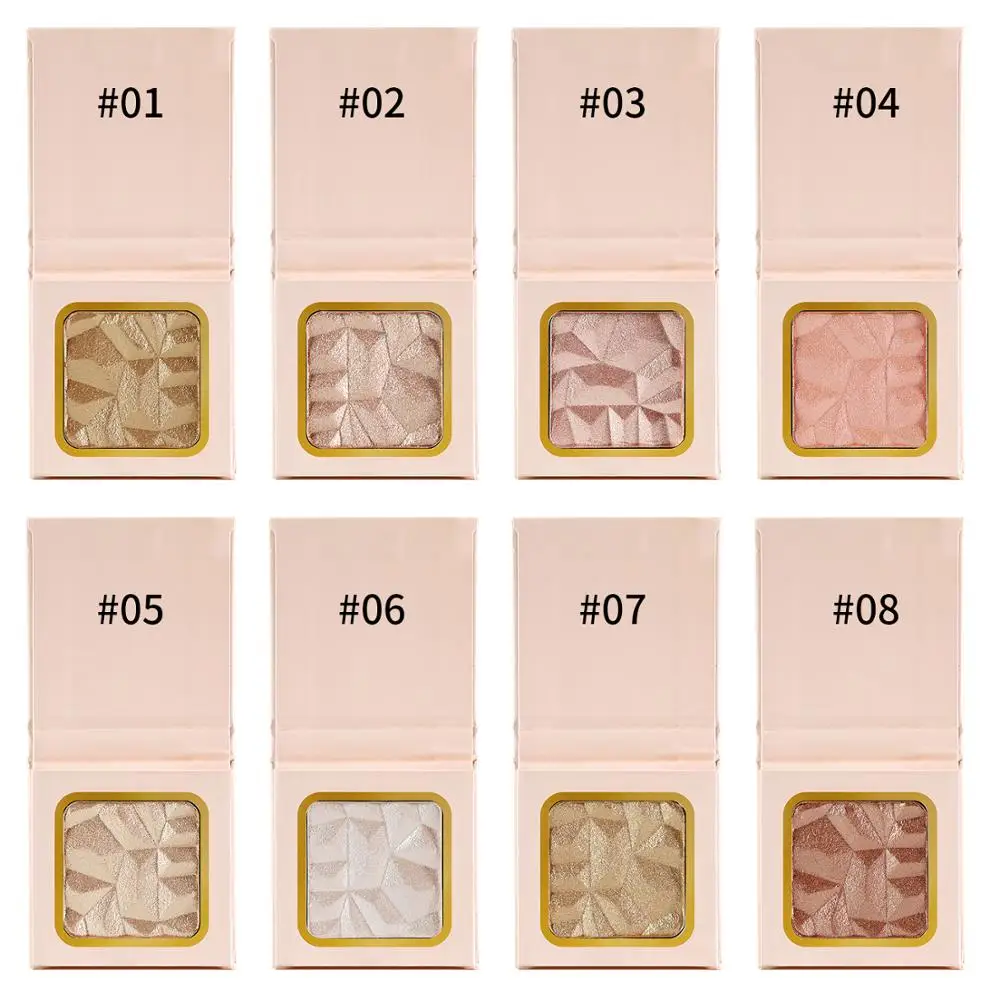 40Pcs Wholesale Highlighter Palette Makeup Face Contour 3D Highlight Powder Natural Brighten Glow Cosmetic Private Label