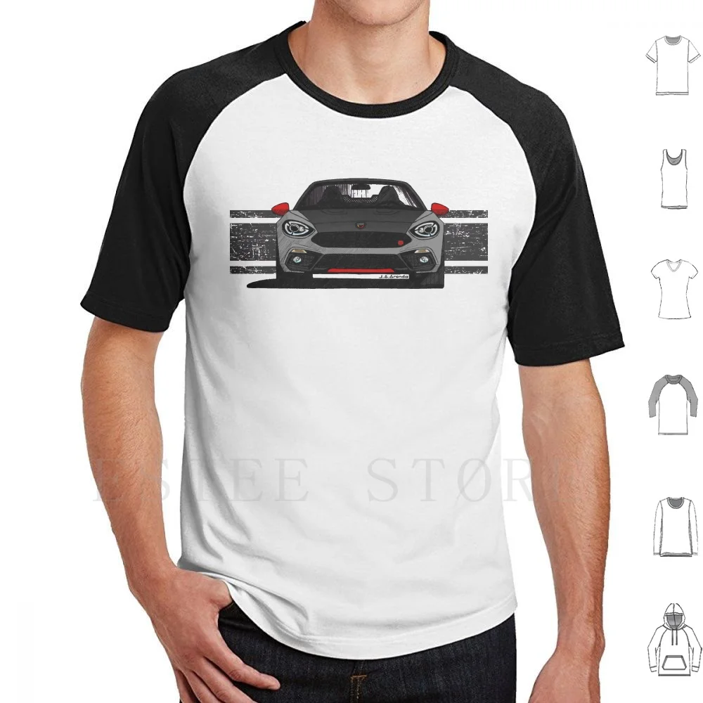 My Drawing Of The Italian Sports Spider In Gray T Shirt Cotton Men DIY Print Abarth Spider 124 Roadster Convertible Sports