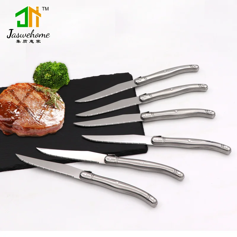 Jaswehome Set of 6 Stainless Steel Steak Knife Laguiole Dinnerware Cutlery Tablewares Western Dinner Flatwares Table Knife