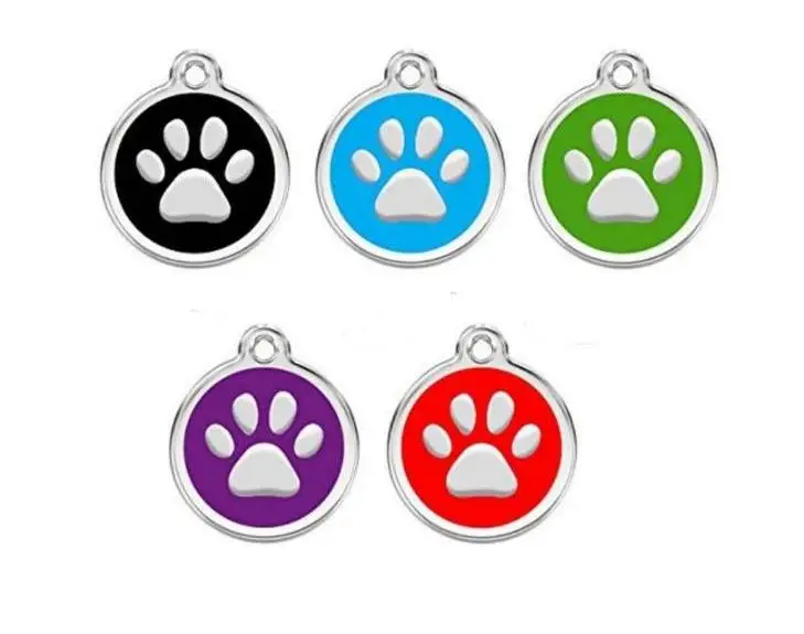 best-selling cat paw shaped dog tags for pets,30mm round disc id tags alloy pet plates pendant free shipping SN3915