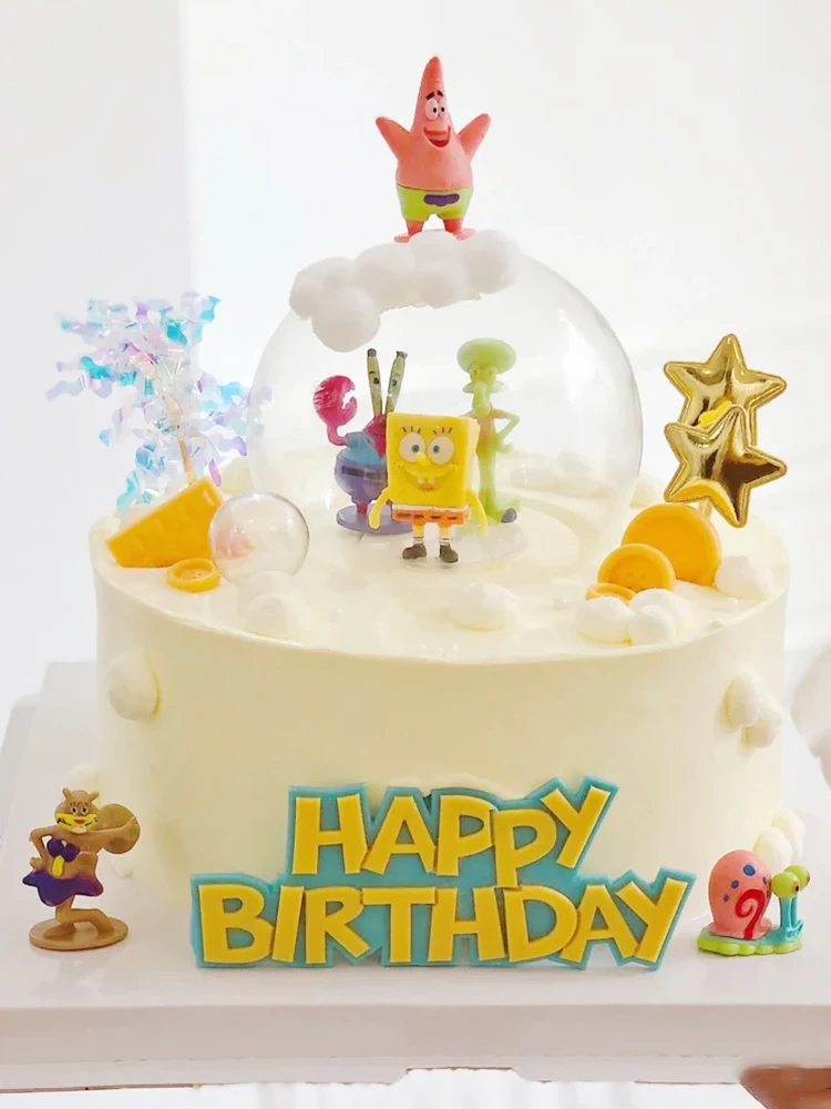 Cute Sponge Baby Theme Cake Toppers Boy Faovr Birthday Party Supplies Girl Supriseparty Cartoon Baby Shower Cake Decoration Toy