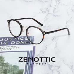 ZENOTTIC Vintage Retro Acetate Tortoiseshell Round Mens Eye Glass Frames for Women Optical Prescription Eyeglasses