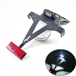 Universal Motorcycle License Plate Number Bracket Holder LED Motocross Rear Light For Yamaha YZF R1 R3 R6 R15 R25 FZ6 MT 07