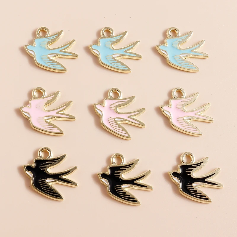 10pcs Cute Bird Spring Swallow Charms Pigeon Dove Pendants for Earring of Necklace Bracelet Keychain Handmade DIY Jewelry Making