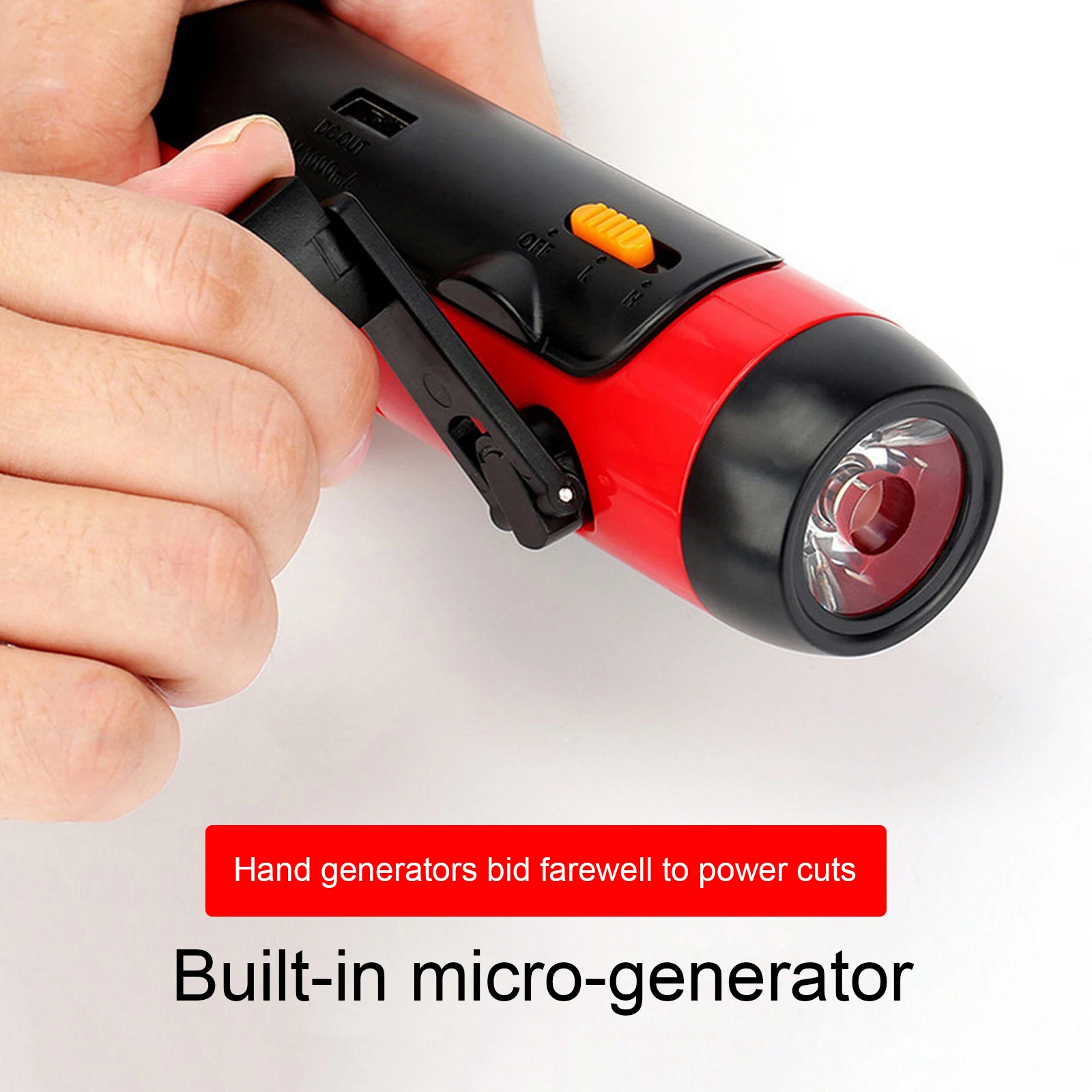 LED Flashlight Outdoor Emergency Flashlight Voice Alarm FM Radio Torches Hand-Cranked Generator Power Flashlight