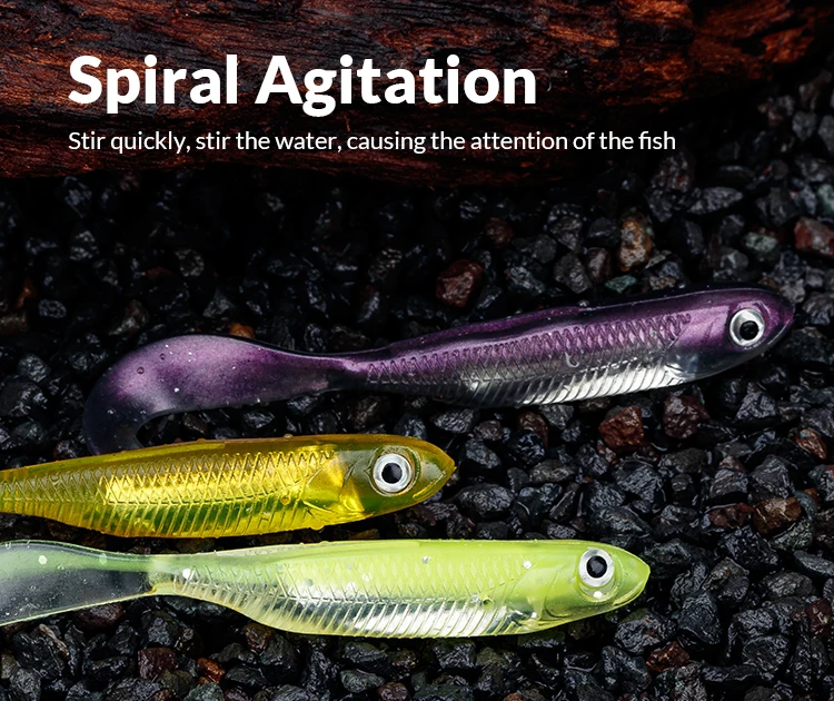 5pcs/6pcs Silicone Soft Lures 80mm 100mm Artificial Fishing Soft Lures Grub Tail Shad Swimbait Rubber Fishing Baits For Bass
