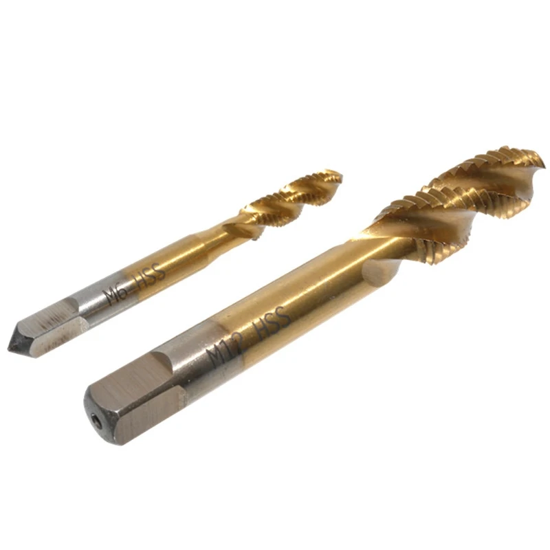 9 Chiếc M2-M12 Phủ Titan Thép Tốc Độ Cao HSS Vít Ren Hệ Mét Xoắn Ốc Tay Cắm Tập Dụng Cụ