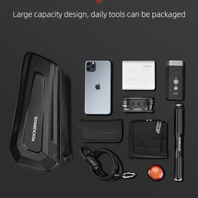 ROCKBROS-bolsa para tubo superior de bicicleta, resistente al agua, con patrón de carbono, de alta capacidad
