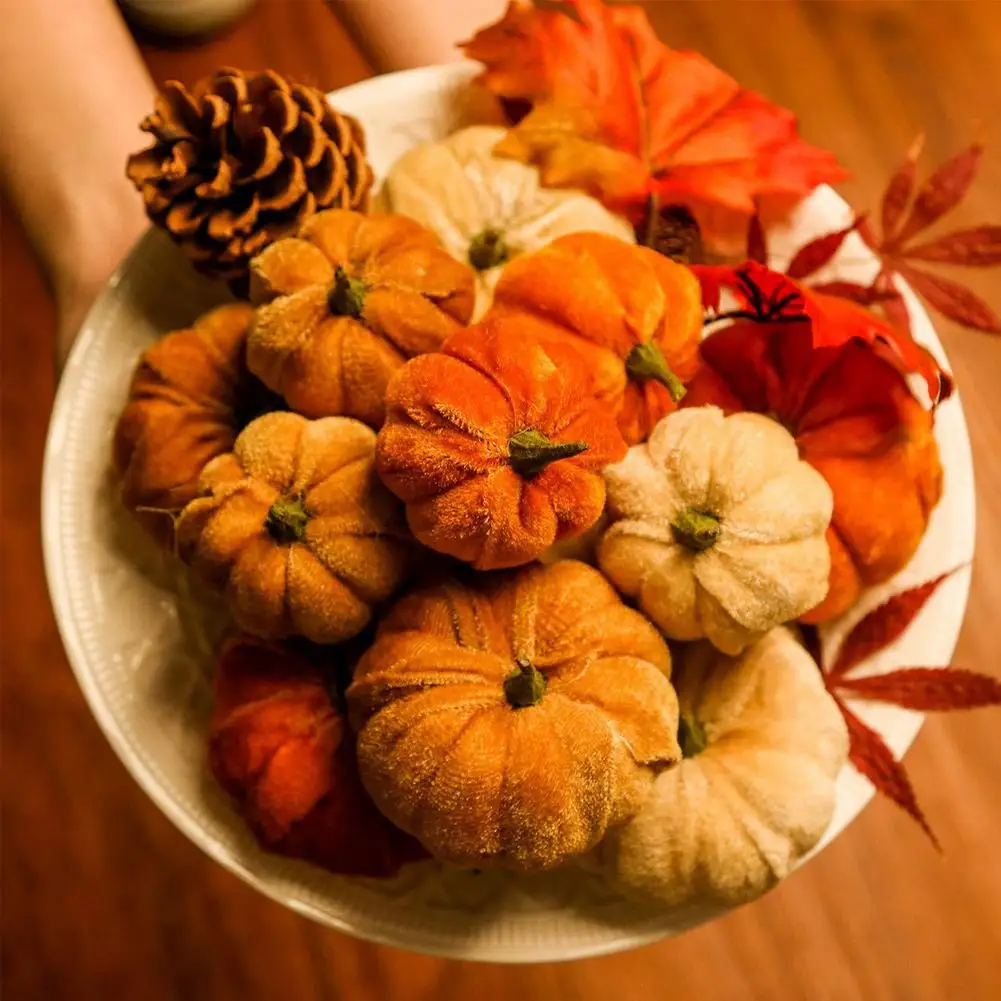 

12PCS Artificial Pumpkin Halloween Bubble Fake Pumpkin Maple Pine Cones Set Room Decor Home Decoration Accessories