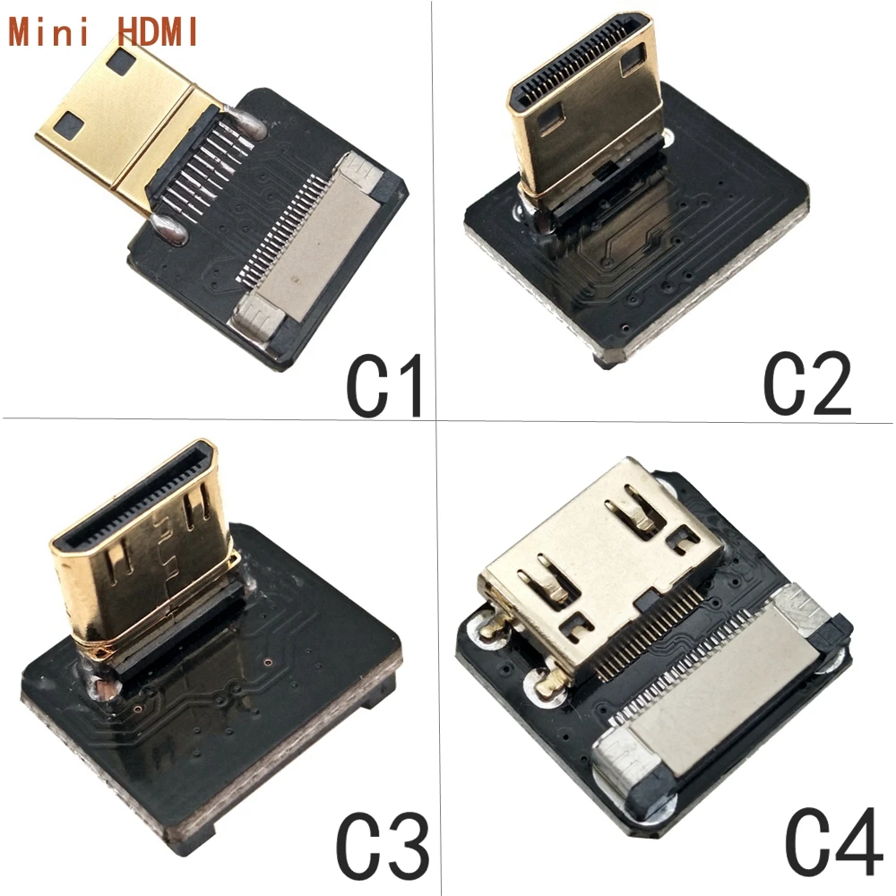 Compatible con HD hembra a Micro HDTV tipo D arriba abajo FPV FPC ángulo macho hembra codo HDTV Cable plano FPC para GH4 GoPro BMPCC A5000