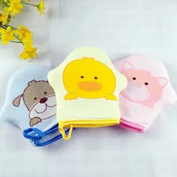 Súper suave guante de algodón con estampado de dibujos animados para bebé, paño de baño para niños, esponja para frotar, bola