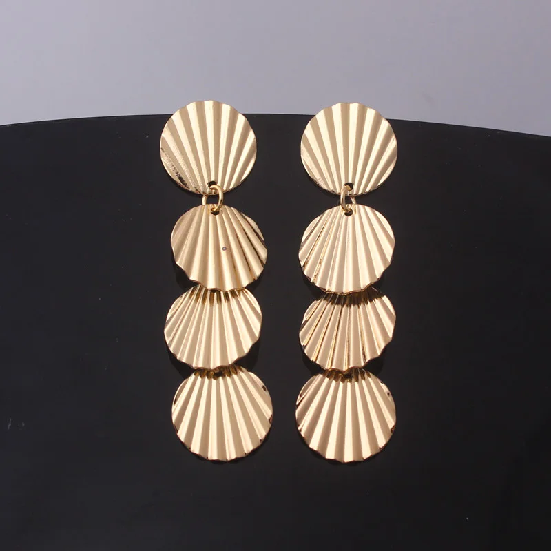 Fold Metal Dangle Earrings for Women Shell Shape Pendants Drop Earrings Cool Stuff Girls Fashion Ear Jewelry pendientes mujer