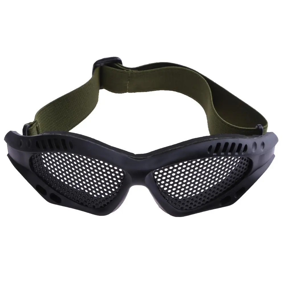 Military Eyewear Metal Mesh Tactical Glasses Eye Protection Shock Resistant Goggles (Black)