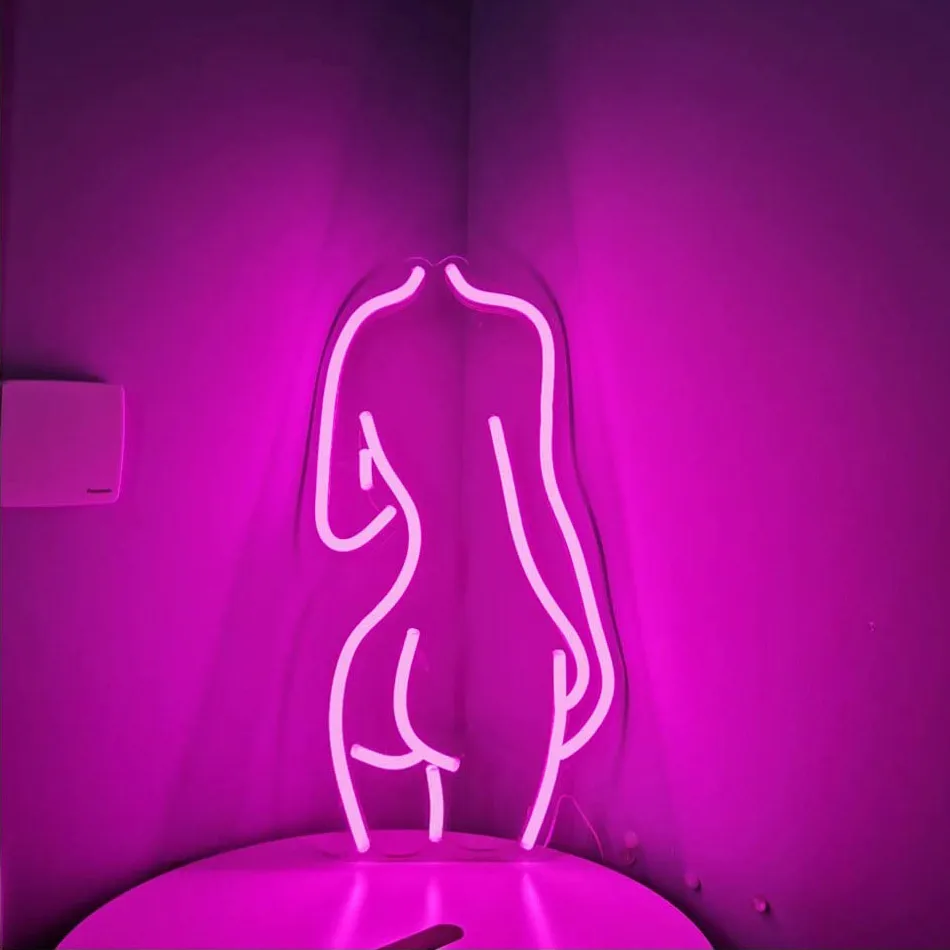 Lady Back LED Neon Sign Lamps Art Beer Bar Pub Club KTV Snack Poker Casino Rule Bar Beer Shop Decorative Lamps (Pink)