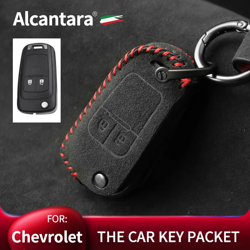 

Alcantara for Chevrolet Key Case Aveo Cruze Orlando Trax Suede Key Protector 2 Buttons