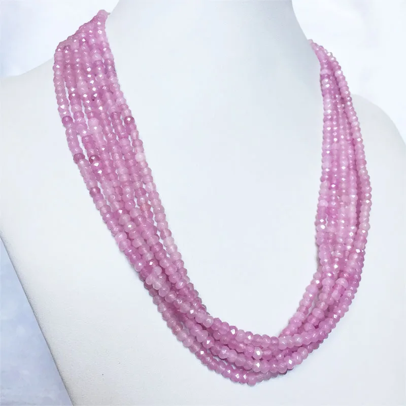 

Small Size 3*4MM Faceted Lavender Jade Necklace for Women Natural Stone Beaded Gem Choker Collares Abacus Gift Jewelry