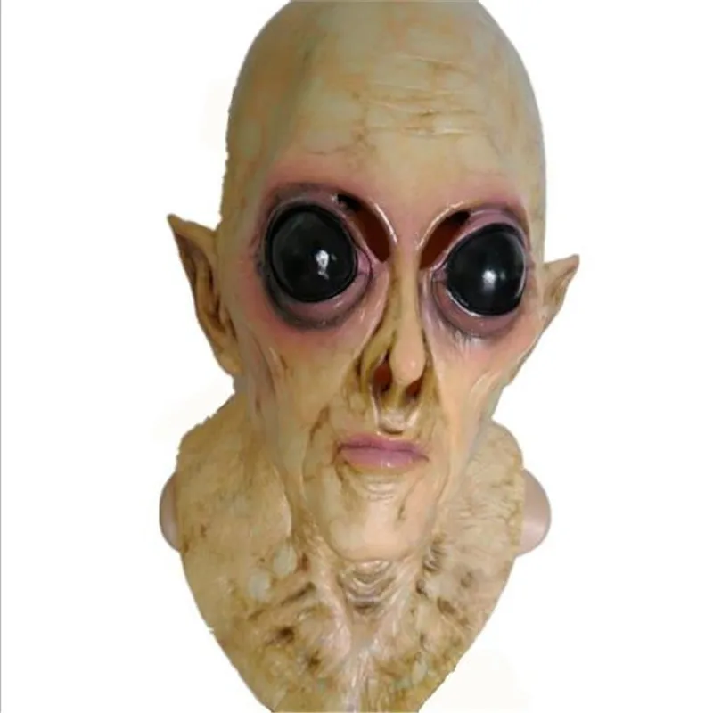 Scary Halloween Head Alien latex Mask Party Dress with Hood Halloween Masquerade Party Hip hop Alien Mask