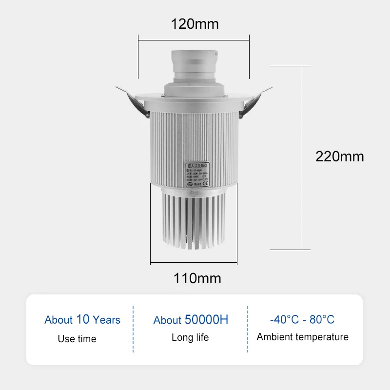 50W Custom design logo led projector spotlight Rotating OEM Indoor Lighting high power brightness