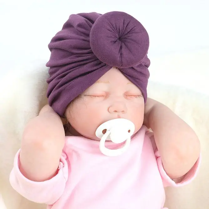 Newborn Rose Knot Caps Soft Cotton Blend Baby Girls Hat Clothes Accessories Baby Shower Turban Headwear Birthday Gift