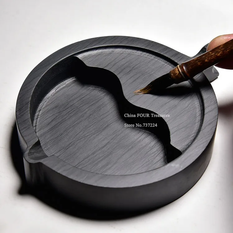 Pietra naturale Inkstone calligrafia cinese pittura Ink-well Ink Stone Student Ink Stone con copertura rettifica Inkwell